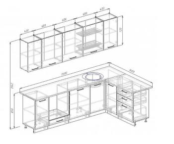 Угловой кухонный гарнитур Муссон 2600х1600 мм в Камышлове - kamyshlov.mebel-e96.ru