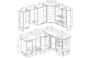 Угловой кухонный гарнитур Руанда 2200*1600 мм Sanvut в Камышлове - kamyshlov.mebel-e96.ru