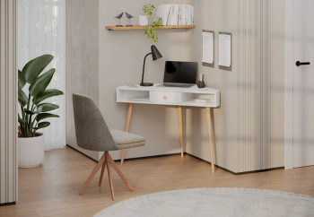 Стол письменный угловой, арт.6-01104, белый(ГК) в Камышлове - kamyshlov.mebel-e96.ru