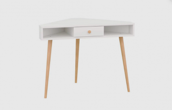 Стол письменный угловой, арт.6-01104, белый(ГК) в Камышлове - kamyshlov.mebel-e96.ru