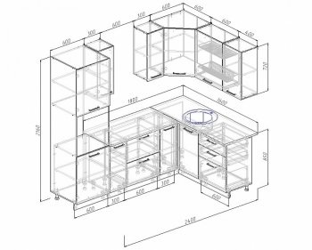 Угловой кухонный гарнитур Жемчуг 2400х1600 мм в Камышлове - kamyshlov.mebel-e96.ru