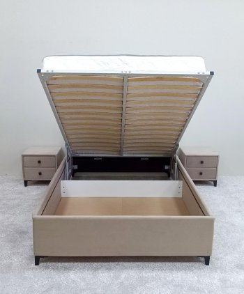 Кровать с подъемным механизмом Мега беж (Лин) в Камышлове - kamyshlov.mebel-e96.ru