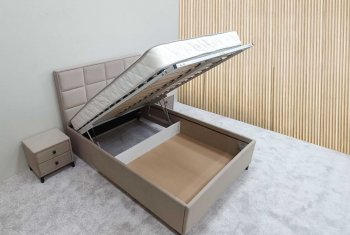 Кровать с подъемным механизмом Мега беж (Лин) в Камышлове - kamyshlov.mebel-e96.ru