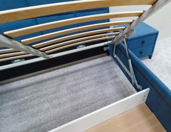 Кровать с подъемным механизмом Мега синий (Лин) в Камышлове - kamyshlov.mebel-e96.ru