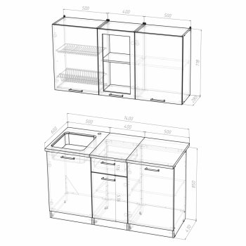 Кухонный гарнитур Алина медиум 1400 мм (Герда) в Камышлове - kamyshlov.mebel-e96.ru