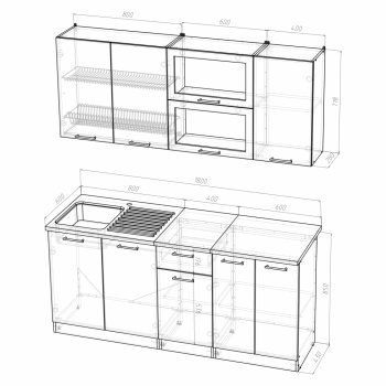 Кухонный гарнитур Алина макси 1800 мм (Герда) в Камышлове - kamyshlov.mebel-e96.ru