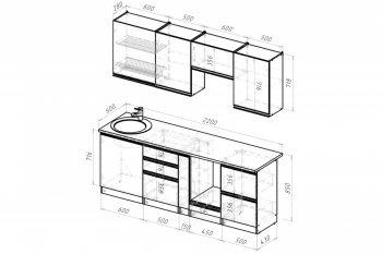 Кухонный гарнитур Амели компакт 2200 мм (Герда) в Камышлове - kamyshlov.mebel-e96.ru