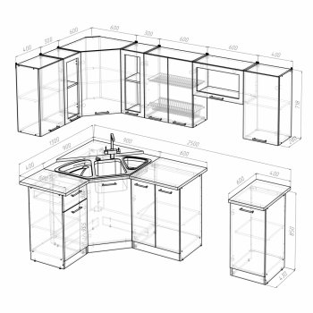 Кухонный гарнитур Арина оптима 1300х2500 мм (Герда) в Камышлове - kamyshlov.mebel-e96.ru