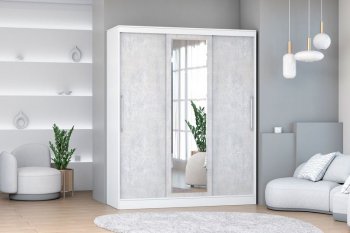 Шкаф-купе 1700 мм 3-х дверный с 1-м зеркалом (арт. 012) белый/цемент (Диал) в Камышлове - kamyshlov.mebel-e96.ru