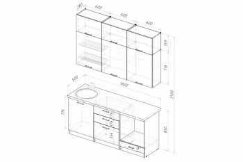 Кухонный гарнитур Асая макси 1800 мм (Герда) в Камышлове - kamyshlov.mebel-e96.ru