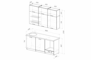 Кухонный гарнитур Асая макси 2 1800 мм ПМ (Герда) в Камышлове - kamyshlov.mebel-e96.ru