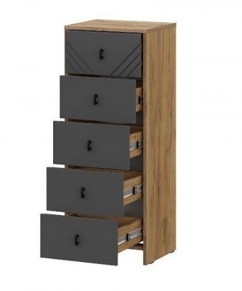 Комод (5 ящиков) Байкал Графит/Дуб золотой (СВ) в Камышлове - kamyshlov.mebel-e96.ru