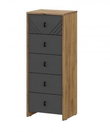 Комод (5 ящиков) Байкал Графит/Дуб золотой (СВ) в Камышлове - kamyshlov.mebel-e96.ru