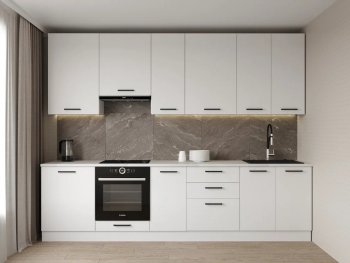 Кухонный гарнитур высокий Белый глянец 3000 мм МДФ (Санвут) в Камышлове - kamyshlov.mebel-e96.ru