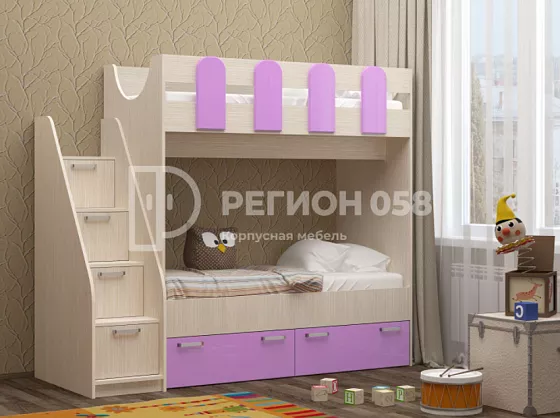Двухъярусная кровать Бемби-11 МДФ (Регион) в Камышлове - kamyshlov.mebel-e96.ru