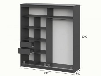 Шкаф-купе №25 2000 мм Блэк ЛАЙТ графит (СВ) в Камышлове - kamyshlov.mebel-e96.ru