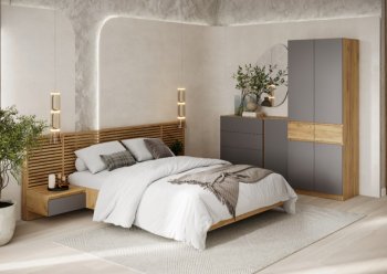 Спальный гарнитур Бостон Лайт серый (Стиль) в Камышлове - kamyshlov.mebel-e96.ru