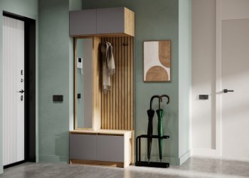 Прихожая Бостон Лайт с антрес. серый (Стиль) в Камышлове - kamyshlov.mebel-e96.ru