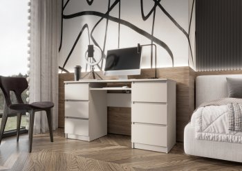 Письменный стол Челси 6 ящиков кашемир (Миф) в Камышлове - kamyshlov.mebel-e96.ru