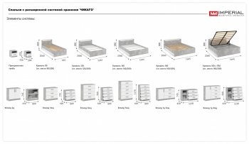 Спальный гарнитур Чикаго модульный, ателье светлый/белый (Имп) в Камышлове - kamyshlov.mebel-e96.ru