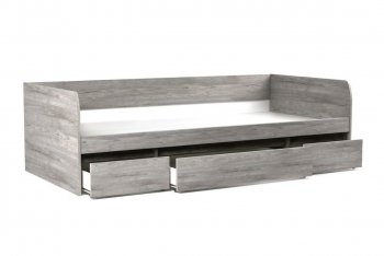 Кровать 900 с ящиками Денвер Риббек серый (СБК) в Камышлове - kamyshlov.mebel-e96.ru