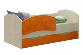 Детская кровать Дельфин-3 МДФ оранжевый, 80х160 в Камышлове - kamyshlov.mebel-e96.ru