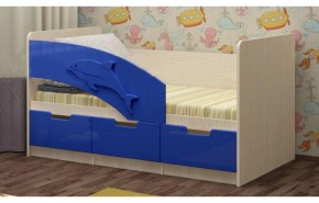 Детская кровать Дельфин-6 МДФ, 80х160, темно-синий в Камышлове - kamyshlov.mebel-e96.ru