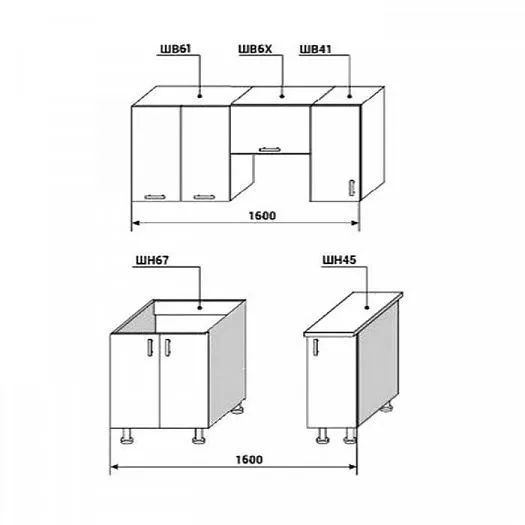 Кухонный гарнитур Диана-4У Лофт 1600 мм в Камышлове - kamyshlov.mebel-e96.ru