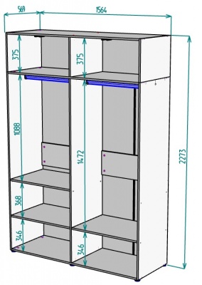 Шкаф 1564 мм Erik H313 + Антресоль HA4 (Графит) в Камышлове - kamyshlov.mebel-e96.ru