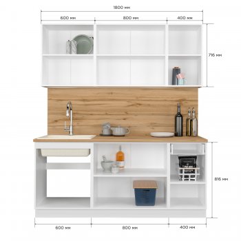 КУхонный гарнитур Эстетик 1800 мм белый (Сурская) в Камышлове - kamyshlov.mebel-e96.ru