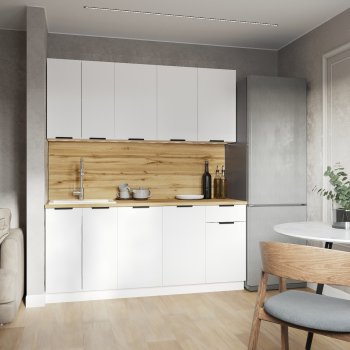КУхонный гарнитур Эстетик 1800 мм белый (Сурская) в Камышлове - kamyshlov.mebel-e96.ru