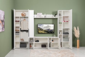 Стенка Эйр модульная, белый (Моби) в Камышлове - kamyshlov.mebel-e96.ru