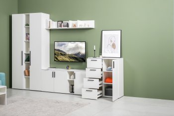 Стенка Эйр комп 1, белый (Моби) в Камышлове - kamyshlov.mebel-e96.ru