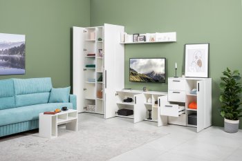 Стенка Эйр комп 1, белый (Моби) в Камышлове - kamyshlov.mebel-e96.ru