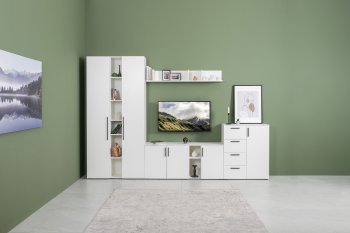 Стенка Эйр комп 1, белый (Моби) в Камышлове - kamyshlov.mebel-e96.ru