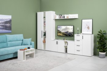 Стенка Эйр комп 1, белый (Моби) в Камышлове - kamyshlov.mebel-e96.ru