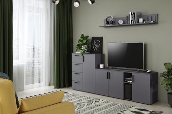 Стенка Эйр комп.1, графит (Моби) в Камышлове - kamyshlov.mebel-e96.ru