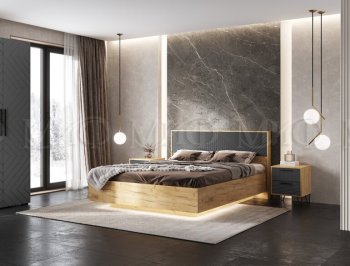 Кровать парящая Флэш крафт/графит(Миф) в Камышлове - kamyshlov.mebel-e96.ru