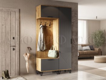 Прихожая Флэш крафт/графит модульная (Миф) в Камышлове - kamyshlov.mebel-e96.ru