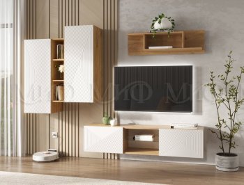 Стенка Флэш крафт/белый (Миф) в Камышлове - kamyshlov.mebel-e96.ru