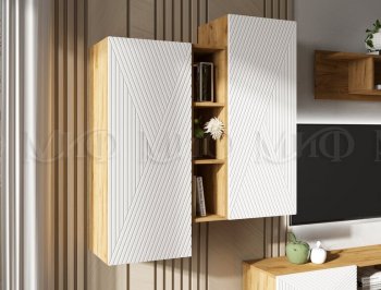 Стенка Флэш крафт/белый (Миф) в Камышлове - kamyshlov.mebel-e96.ru