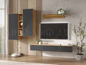Стенка Флэш комп.2 крафт/графит (Миф) в Камышлове - kamyshlov.mebel-e96.ru