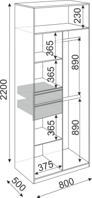 Шкаф 800 мм 2-х створчатый Глэдис (модуль 22) (Риннер) в Камышлове - kamyshlov.mebel-e96.ru