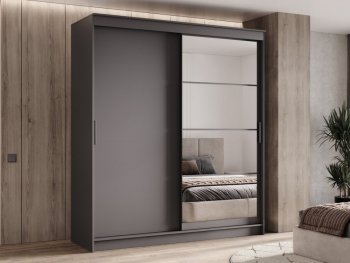 Шкаф-купе 2000 мм Гранд-1 ЛДСП/Зеркало, графит (Эра) в Камышлове - kamyshlov.mebel-e96.ru