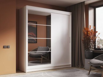 Шкаф-купе 2000 мм Гранд-1 ЛДСП/Зеркало, Белый (Эра) в Камышлове - kamyshlov.mebel-e96.ru