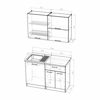 Кухонный гарнитур Инна лайт 1200 мм (Герда) в Камышлове - kamyshlov.mebel-e96.ru