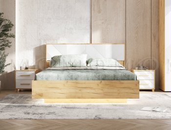 Кровать парящая Ирис крафт/белый с подсветкой (Миф) в Камышлове - kamyshlov.mebel-e96.ru