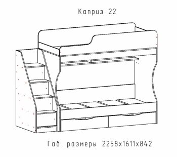 Кровать двухъярусная Каприз-22 (АстридМ) в Камышлове - kamyshlov.mebel-e96.ru