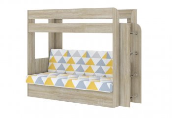 Кровать 2-х ярусная с диваном Карамель 75 сонома (Otto Yellow) в Камышлове - kamyshlov.mebel-e96.ru