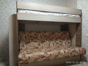Кровать 2-х ярусная с диваном Карамель 75 (Саванна) в Камышлове - kamyshlov.mebel-e96.ru